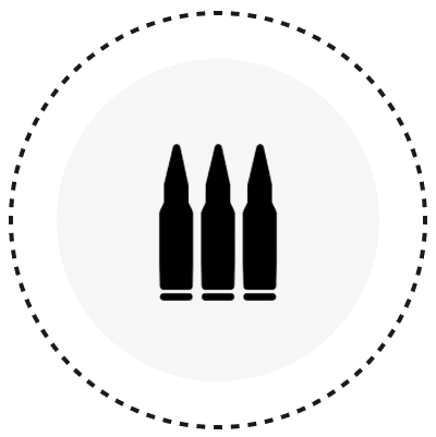 Three black bullets icon on white background.