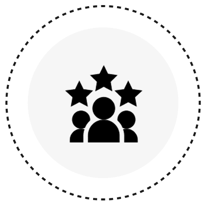 Three people icons with three stars.